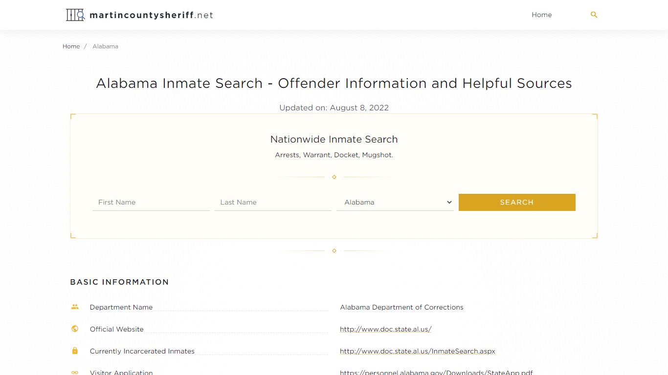 Alabama Offender Search - Free Detainee Locator - Martin County Sheriff